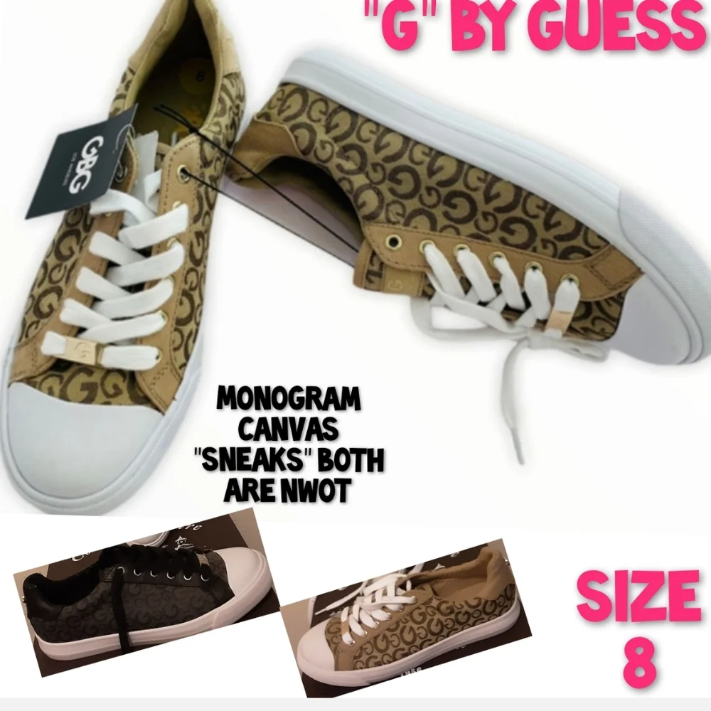 Guess Shoes Size 8 Canvas Monogram Sneakers NWOT - Picture 1 of 16